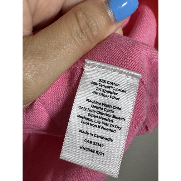 Talbots Orange Pink Large  Cardigan Pink‎ Trim Button Down Knit Preppy - Picture 3 of 3